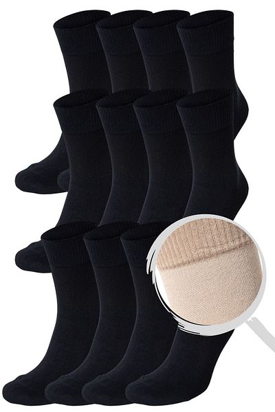 TOLIN Σετ ανδρικές κάλτσες Navy Blue Bamboo Diabetic - Μη συμπιέζονται ελαστικές, αναπνέουσες 12 τεμαχίων 14408