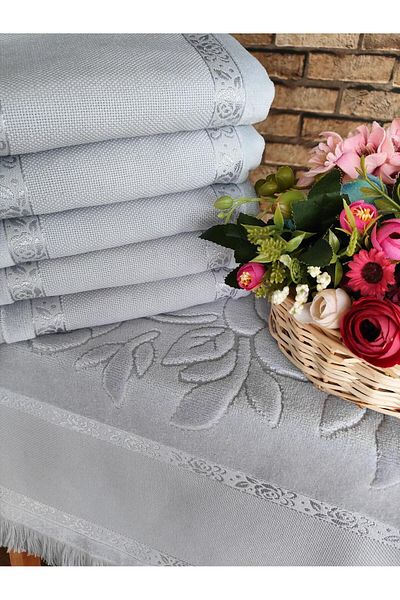 sarra Γκρι Sarra 50x90cm Πετσέτα Ατεμίνης 6 τεμαχίων με κρόσσια