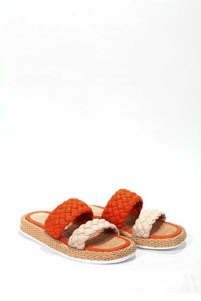 Elisse Shoes Μαύρες μπεζ γυναικείες παντόφλες - Ψάθινη λεπτομέρεια