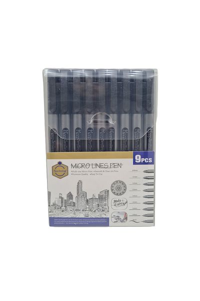Keep Smiling Technical Drawing Pen Set of 9 - 0.05,0.1,0.2,0.3,0.4,0.5,0.6,0.7,0.8,0.9