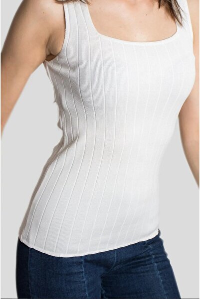 Butik Women's Ribbed - Black Sleeveless Knitwear Blouse, Thick Strap and Thin...