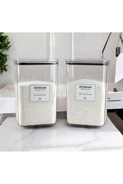 Pembelia Life 2900 ml Detergent Storage Container - 2 Labels, Vacuum Lid, Colored Whites