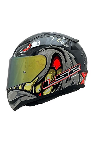 LS2 RAPID 2 SPOX GRİ-KIRMIZI KASK SARI CAM