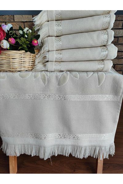 sarra Sarra 6 τεμαχίων 50x90cm Πετσέτες Etamine με κρόσσια - Kapiçino
