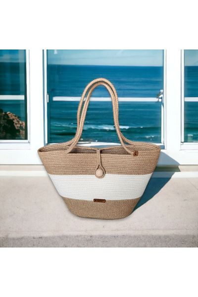 HandmadeSNM Сламена плажна чанта със специален дизайн за ежедневна употреба