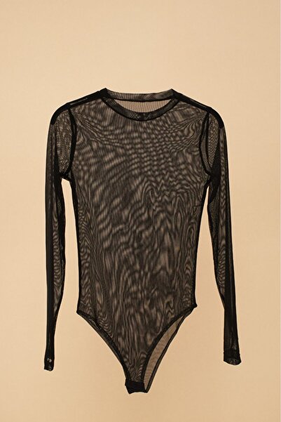 Eda Taşpınar Μαύρο σώμα σιφόν TEKS-00042