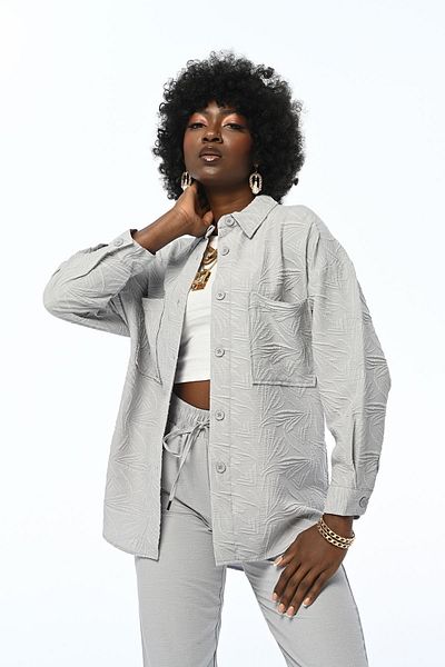 Orfeo Negro WOMEN'S DOUBLE POCKET EMBOSSED PATTERNED COMFORTABLE SHIRT