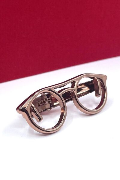 Kravatkolik Gözlük Motif Bronz Renk Kravat Iğnesi Kıy710