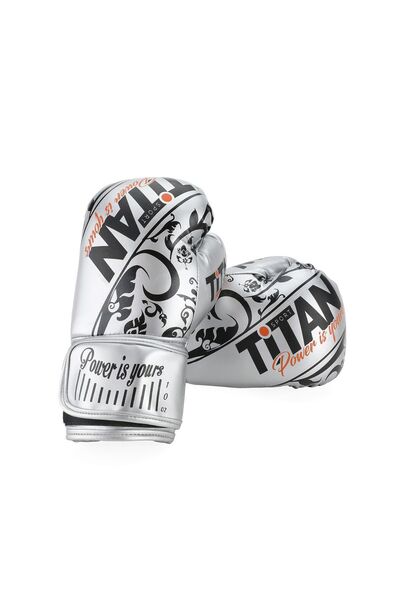 Titan Sport قفازات ملاكمة مطرزة باللون الفضي