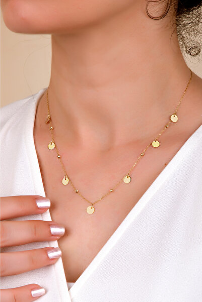 goldberia Dorikalı ve Pullu Altın Kolye