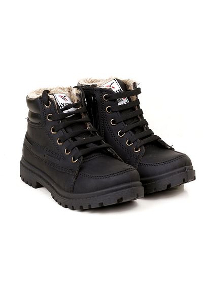AYN-Shoes Μαύρα παιδικά μάλλινα αδιάβροχα casual μποτάκια