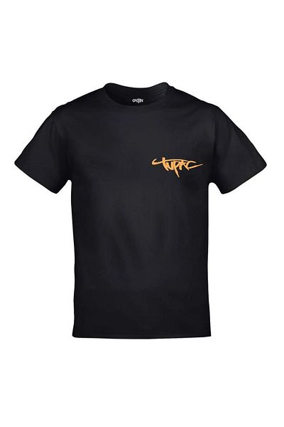 Orijin Tekstil Μαύρο μπλουζάκι 2pac Tupac Shakur εμπρός και πίσω με στάμπα Unisex