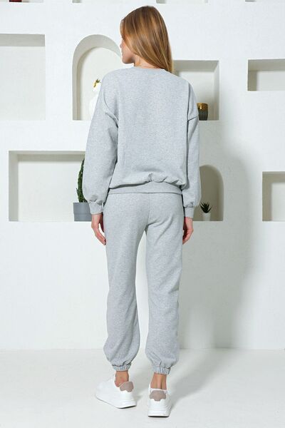 VAGGON Γκρι Σετ φόρμας με λαιμόκοψη με ελαστική μέση και πόδι - Vgn-507-669-001