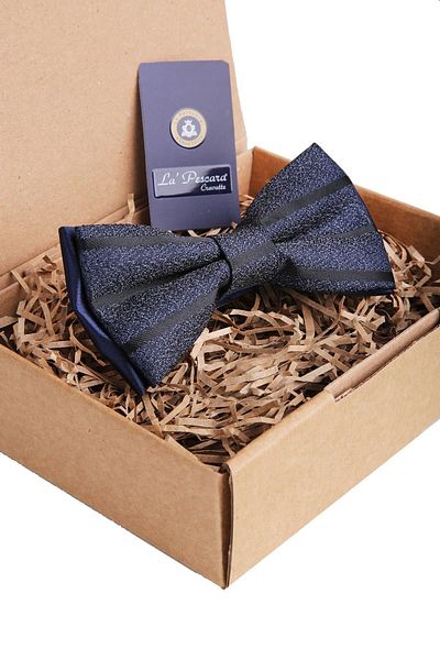 Kravatkolik Navy Blue Sand Pattern Bow Tie P899
