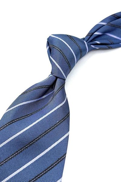 Kravatkolik Italian Silk Tie Blue Striped Pattern - IK1638