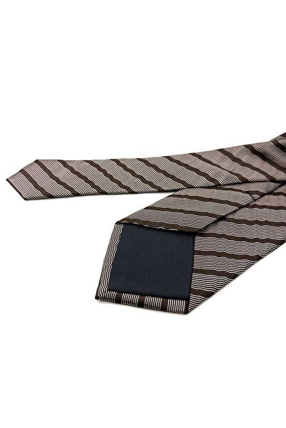 Kravatkolik Италианска копринена вратовръзка - кафяв раиран модел, IK1668