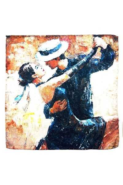 La Pescara Multi-Colored Men's Pocket Handkerchief with Dance Figure Sps561-37