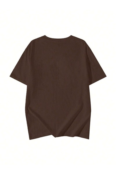 over head oh Καφέ Oversize T-shirt - Figure Flower Printed