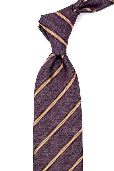 Kravatkolik Red - Gray Line Pattern Classic Tie with Handkerchief KK12356