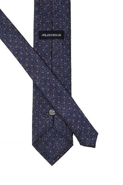 Kravatkolik Navy Blue Polka Dot Pattern Classic Tie with Handkerchief Kk10502