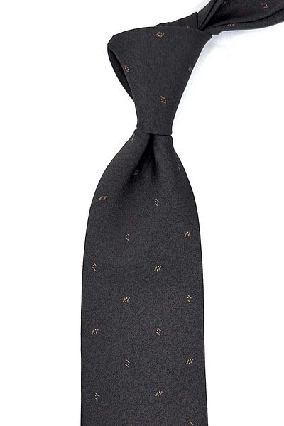 Kravatkolik Brown Small Pattern Classic Necktie with Handkerchief KK12464