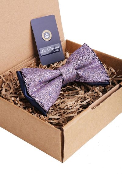 Kravatkolik Pink - Navy Blue Sand Pattern Bow Tie P960