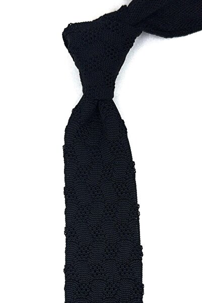 La Pescara Black Self Pattern Knitted Tie Knitted 8343