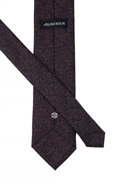 Kravatkolik Classic Tie with Plum Sand Pattern Handkerchief Kk10403
