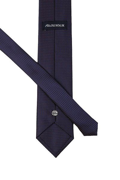 Kravatkolik Men's Brown Navy Blue Dot Pattern Classic Necktie with Handkerchief Kk10058