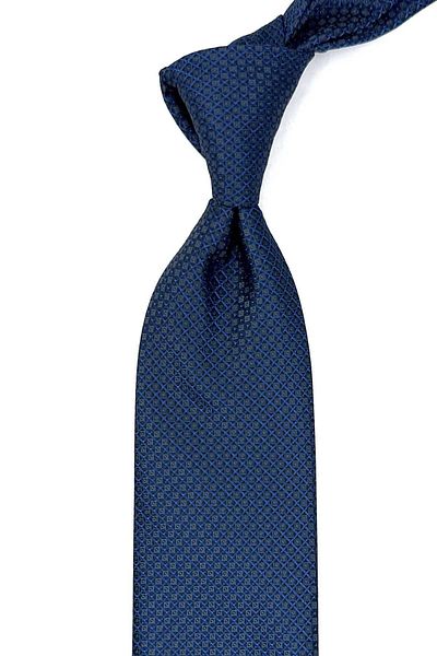 Kravatkolik Patterned Navy Blue Classic Tie with Handkerchief - KK12630
