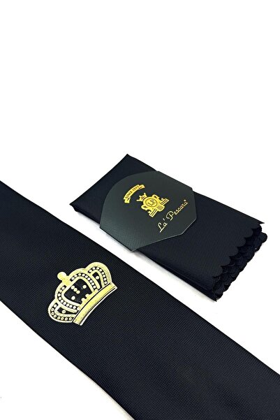 La Pescara Черна вратовръзка с щампа на кралска корона Kk11689