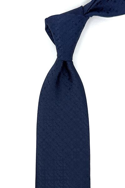 Kravatkolik Navy Blue Motif Pattern Classic Necktie with Handkerchief KK12010
