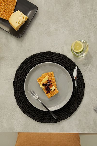 Ocean Home Textile 2 τεμάχια Μαύρη Raffia Επιτραπέζια Σερβίρισμα Παρουσίαση Πιάτο Σουβέρ American Service 36x36