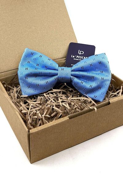 Kravatkolik Light Blue Small Pattern Large Bow Tie P1832