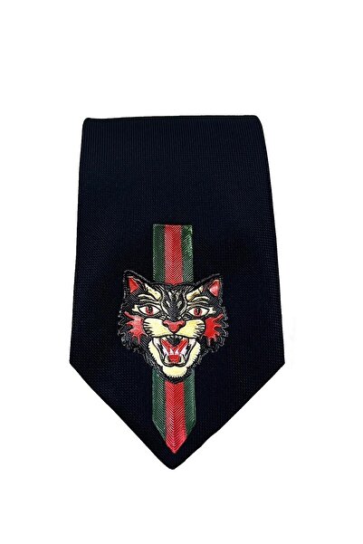 La Pescara Черна вратовръзка с леопардов принт Kk11688