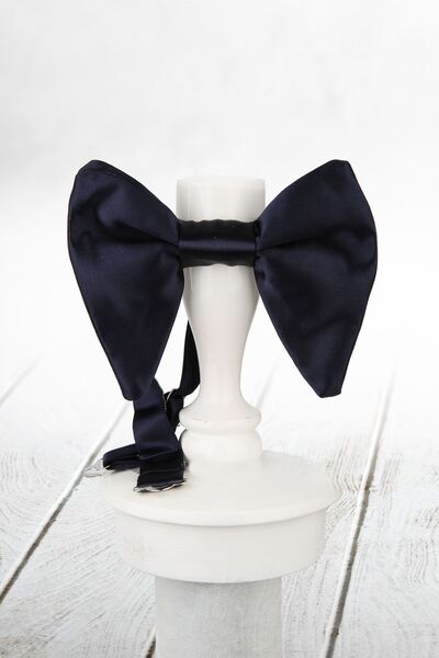 La Pescara Navy Blue Satin Bow Tie SP43