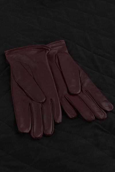 Kravatkolik Red Brown Plain Genuine Leather Men's Gloves El31