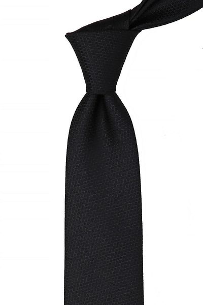 Kravatkolik Black Classic Tie with Self Pattern Handkerchief Kk10680