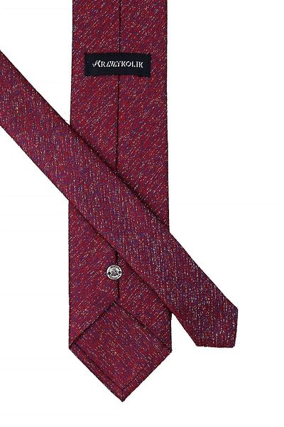 Kravatkolik Claret Red Sand Pattern Classic Tie with Handkerchief Kk10391