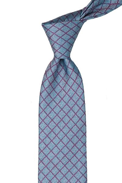 Kravatkolik Green Plaid Pattern Classic Tie with Handkerchief
