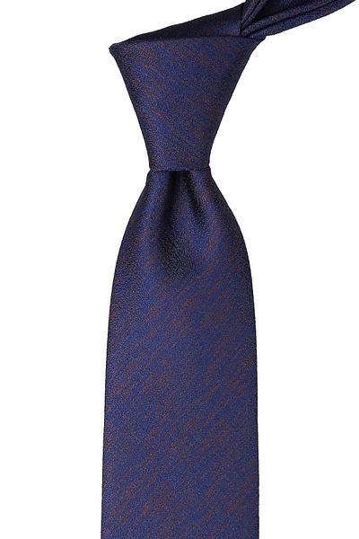 Kravatkolik Navy Blue - Brown Sand Pattern Classic Tie with Handkerchief Kk9444
