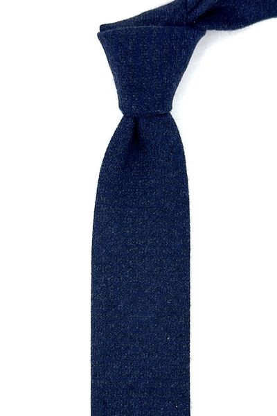 Kravatkolik Navy Blue - Smoked Wool Slim Tie SK7807