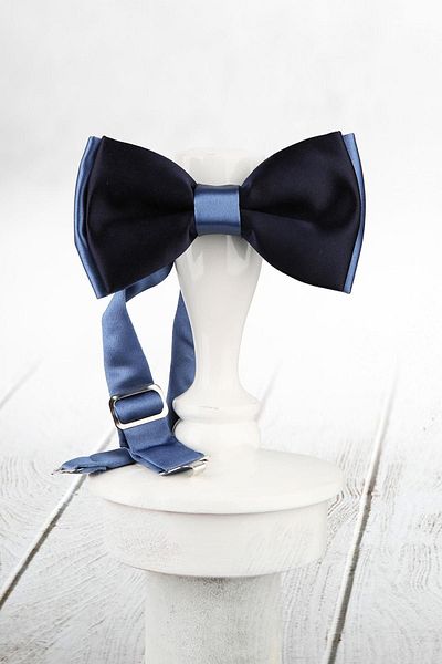Kravatkolik Men's Navy Blue - Blue Color Satin Bow Tie SP59