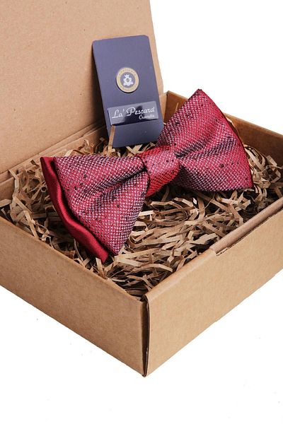Kravatkolik Red - Smoked Dot Pattern Bow Tie