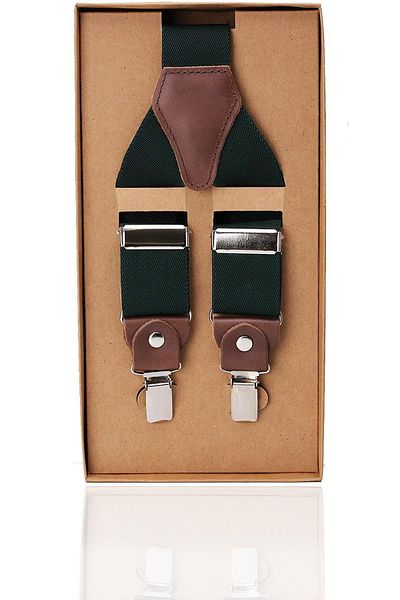 Kravatkolik Green Color Leather Connected Men's Trouser Strap Pan45
