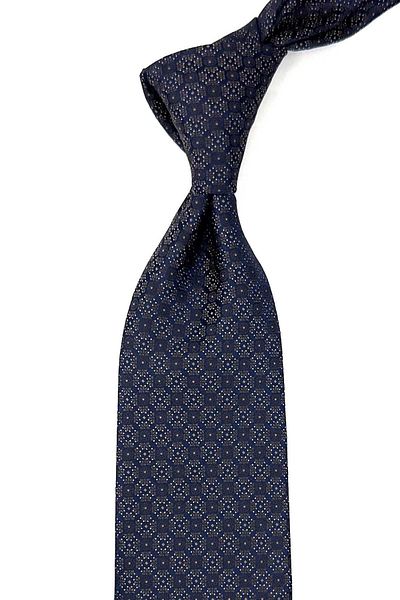 Kravatkolik Navy Blue Tie with Handkerchief - Dot Pattern, Classic KK12725