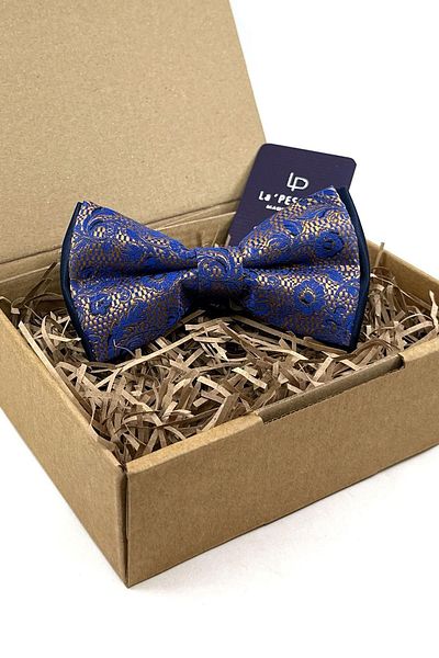 Kravatkolik Saffron - Blue Flower Pattern Bow Tie P1746