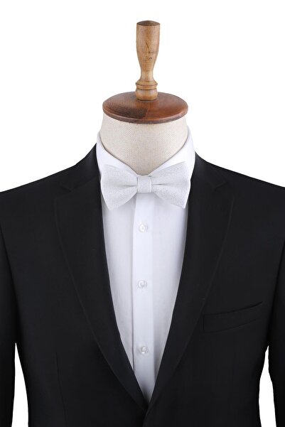 Kravatkolik Λευκό ασημί παπιγιόν γαμπρού P1693