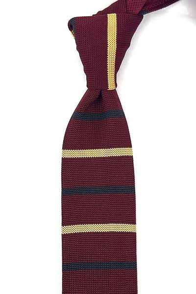 Kravatkolik Burgundy Line Pattern Knitted Tie Knitted 8331