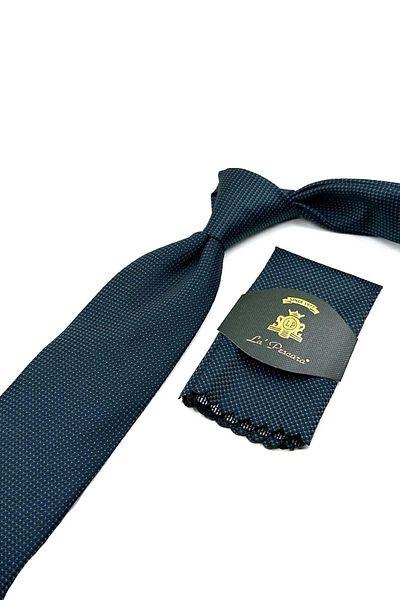 Kravatkolik Green Dot Patterned Classic Tie with Handkerchief - KK12539